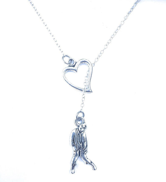 I Love Zombie Silver Lariat Necklace.