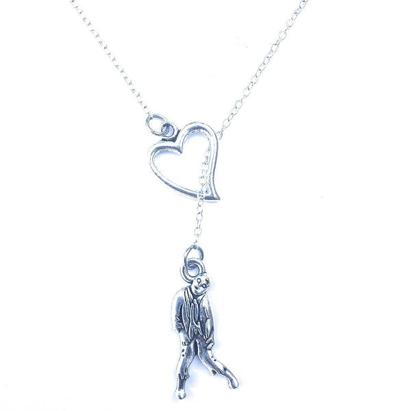 I Love Zombie Silver Lariat Necklace.