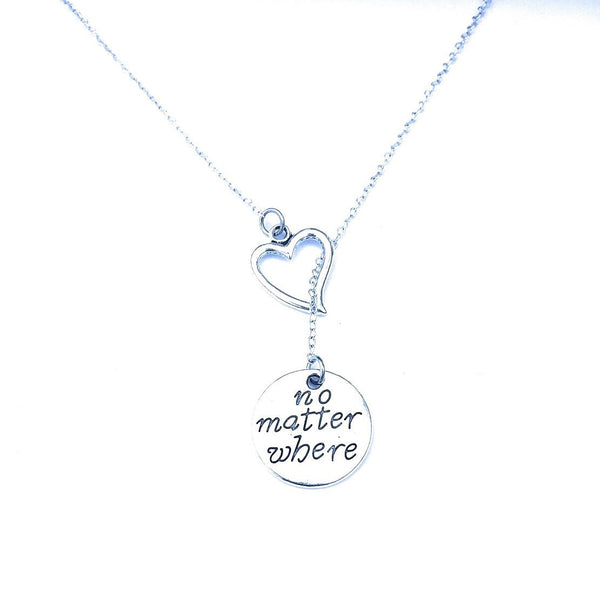I Love You No Matter Where You Are Silver Lariat Y Necklace.