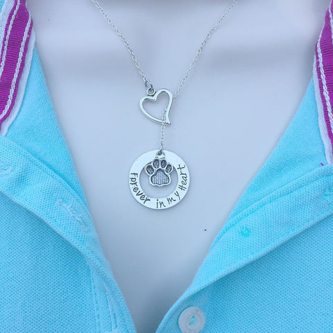 I Love My Pet Silver Lariat Y Necklace.