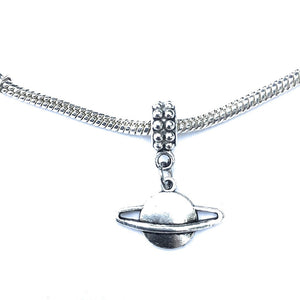 Silver Saturn Planet Charm Bead for European and American Bracelet.