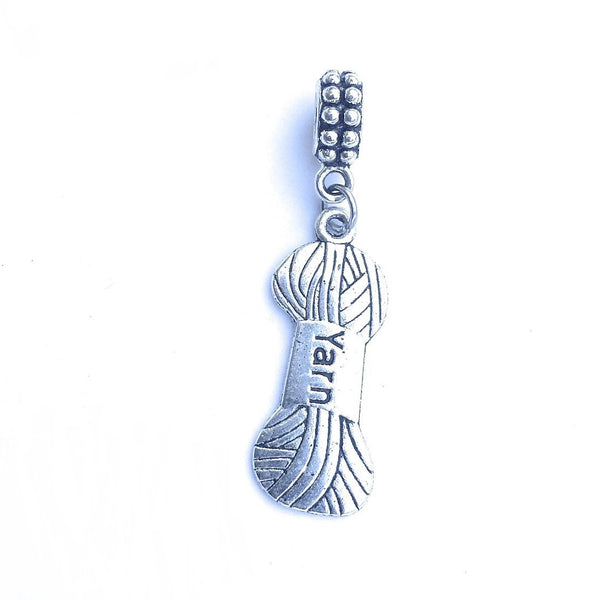Handcrafted Silver Yarn Charm Bead for Bracelet.
