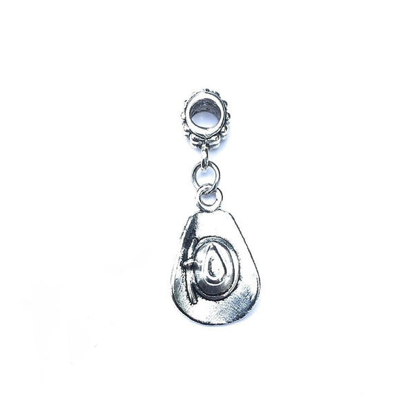 Silver Cowboy Hat Charm Bead for European and American Bracelet.