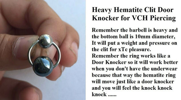 Heavy Hematite DOOR KNOCKER for Vertical Hood Piercing.