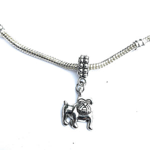 Silver Pit Bull Dog Charm Bead for Bracelet.