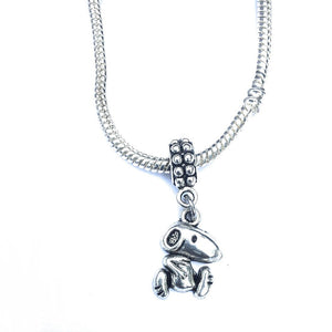Silver Snoopy Charm Bead for European and American Bracelet.