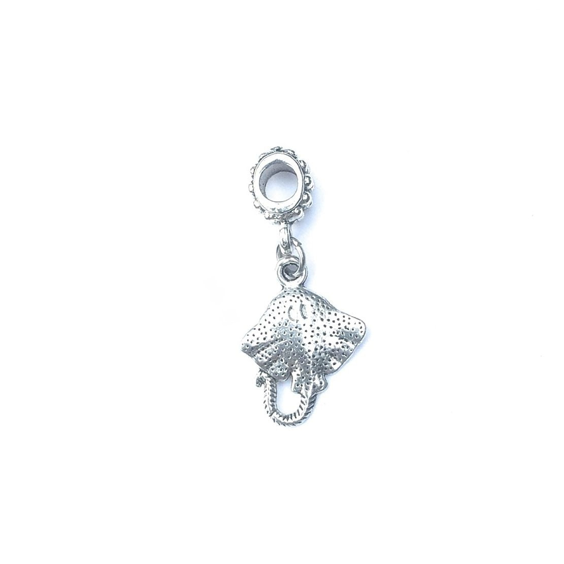 Handcrafted Silver Stingray Charm Bead for Bracelet.