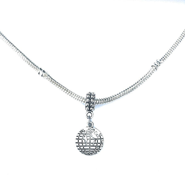 Silver Globe Charm Bead for European and American Bracelet.