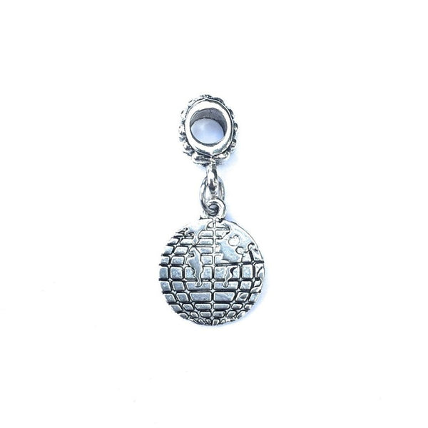 Silver Globe Charm Bead for European and American Bracelet.