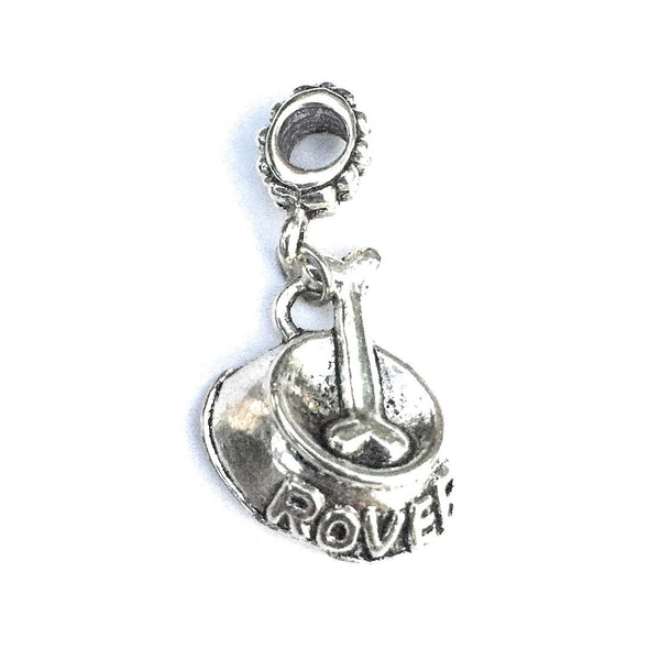 Silver Dog Bowl n Bone Charm Bead for Bracelet.