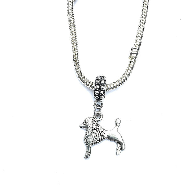 Silver Poodle Dog Charm Bead for Bracelet.