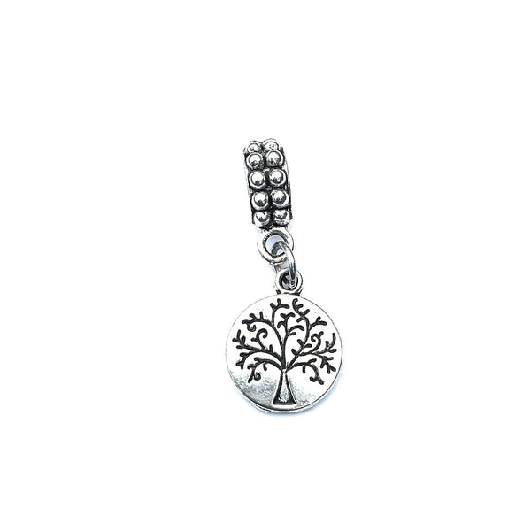 Handcrafted Silver Tree of Life Charm Bead for Bracelet.