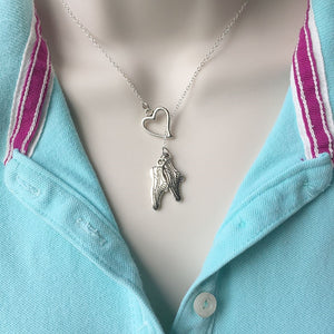 I Love Running Handcrafted Silver Lariat Y Necklace.