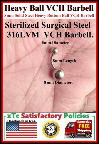 Sterilized 14g Short 8mm BIG n HEAVY 8mm Ball VCH Barbell.