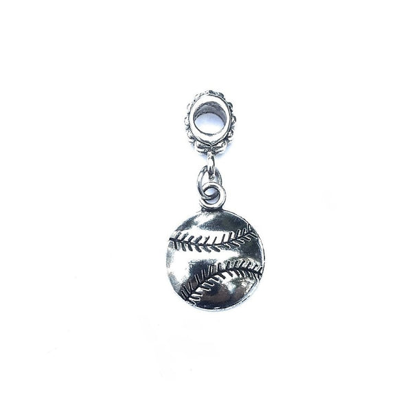 Silver Baseball Charm Bead for European and American Bracelet.