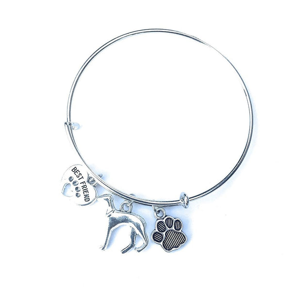 Greyhound My Best friend Adjustable Charms Silver Bangle Bracelet.