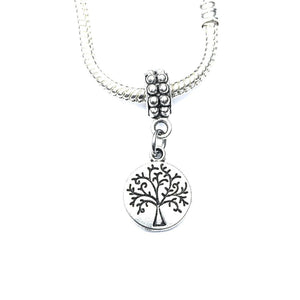 Handcrafted Silver Tree of Life Charm Bead for Bracelet.