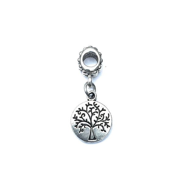 Handcrafted Silver Tree of Life Charm Bead for Bracelet.