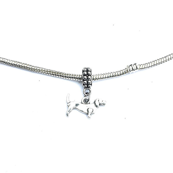 Silver Dachshund Dog Charm Bead for Bracelet.