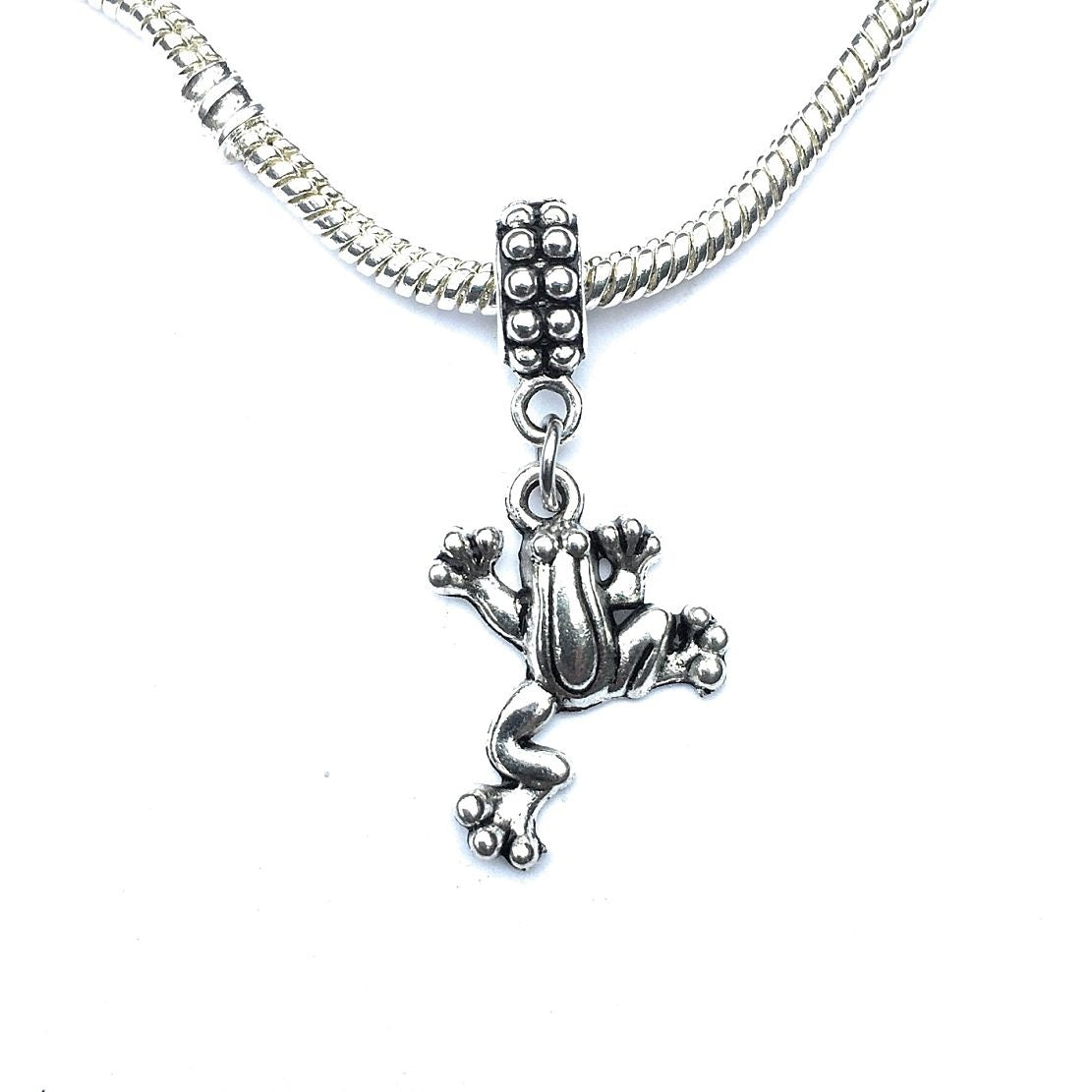 Handcrafted Silver Frog Charm Bead for Bracelet.