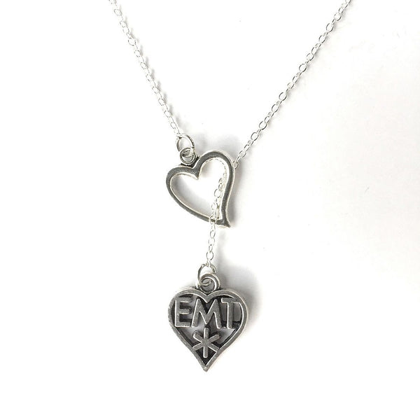 I Love Being EMT Handcrafted Necklace Lariat Y Style.