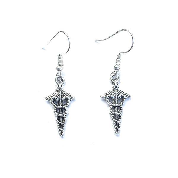 MA, PA, LVN, LPN or RN Caduceus Charms Dangle earrings.