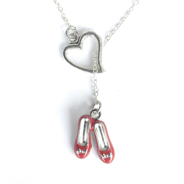 I Love Red Slipper of OZ Silver Lariat Y Necklace.