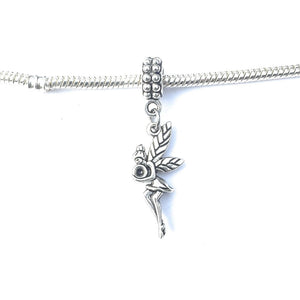 Handcrafted Silver Tinkerbell Charm Bead for Bracelet.