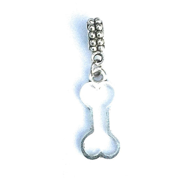 Silver 3/4" Dog Bone Charm Bead for Bracelet.
