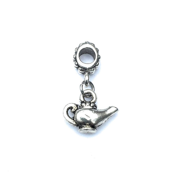 Handcrafted Silver Genie Lamp Charm Bead for Bracelet.