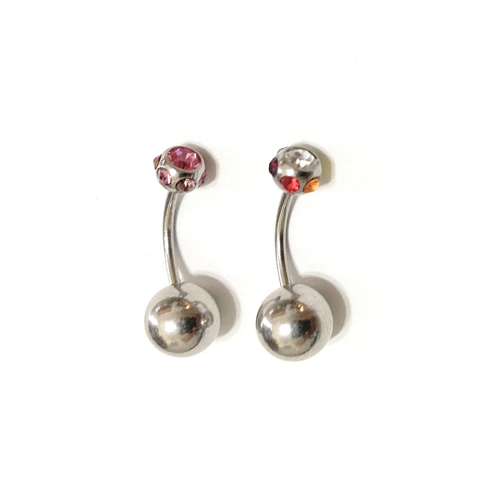 Sterilized Surgical Steel THIN 16g Multiple Gem Top with Big Bottom Ball.