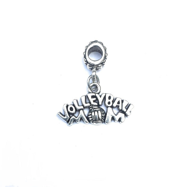 Silver Volleyball Mom Charm Bead for European and American Bracelet.