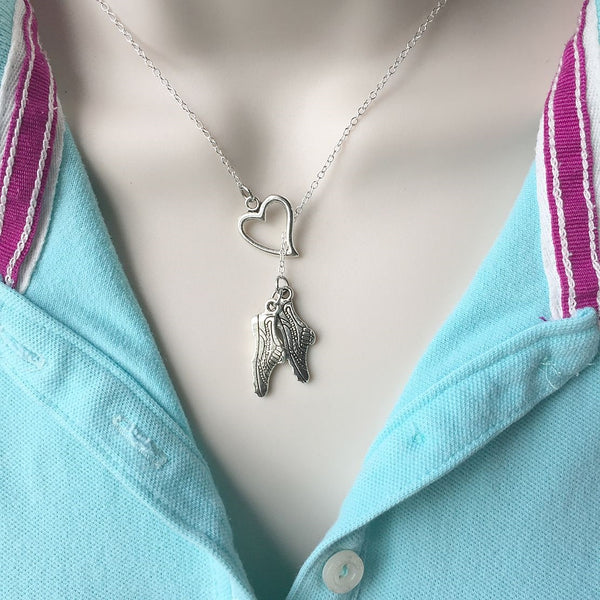 I Love Running Handcrafted Silver Lariat Y Necklace.