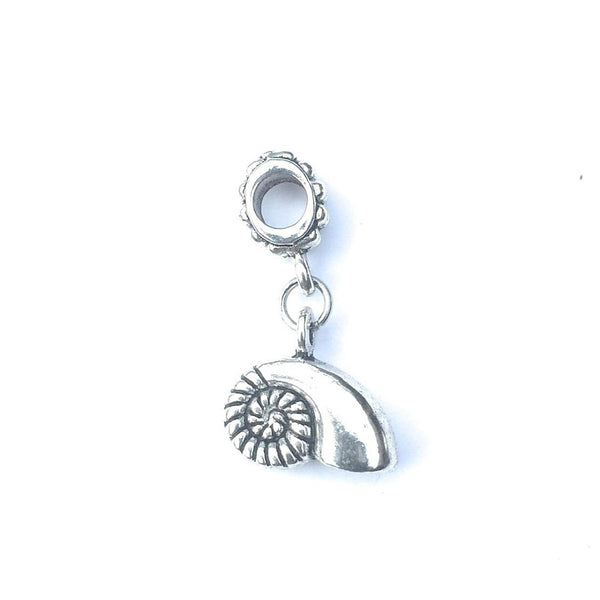 Handcrafted Silver Conch Charm Bead for Bracelet.