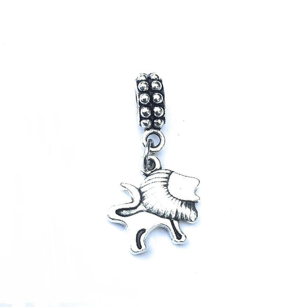 Silver King Lion Charm Bead for European and American Bracelet.