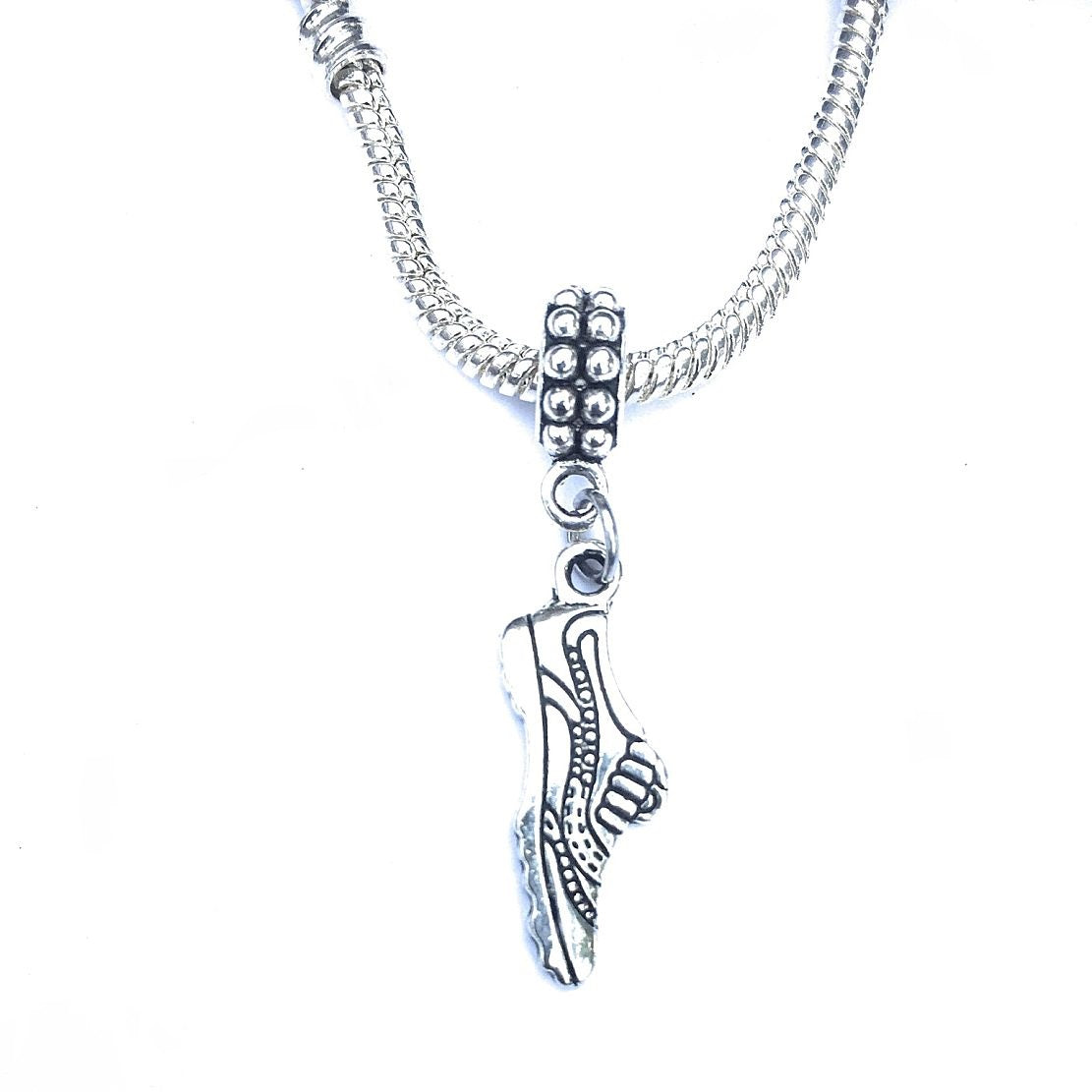 Silver Runner Shoe Charm Bead for European and American Bracelet.