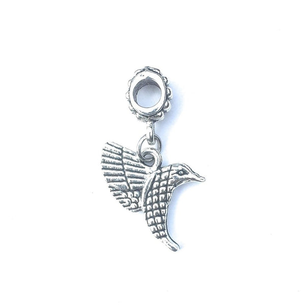 Handcrafted Silver Humming Bird Charm Bead for Bracelet.