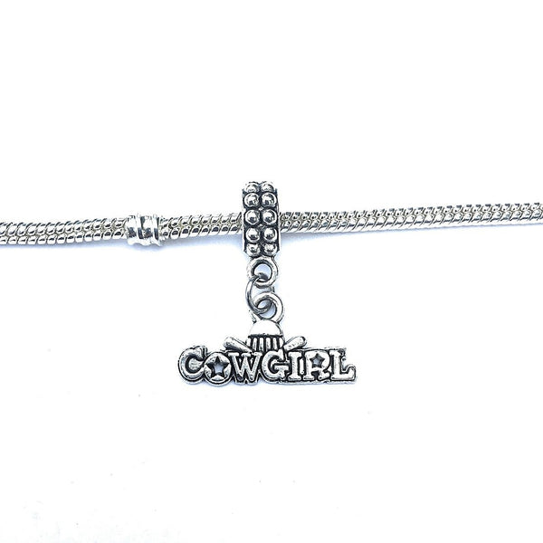 Silver Cowgirl Charm Bead for European and American Bracelet.