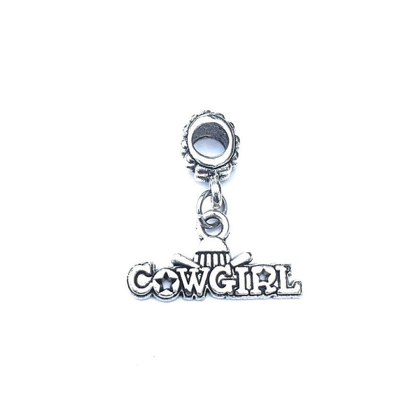 Silver Cowgirl Charm Bead for European and American Bracelet.