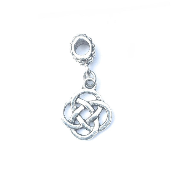 Handcrafted Silver Irish Love Knots Charm Bead for Bracelet.