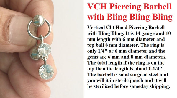 BLING BLING VCH Piercing Barbell with Heavy Ball for EXTRA PRESSURE.