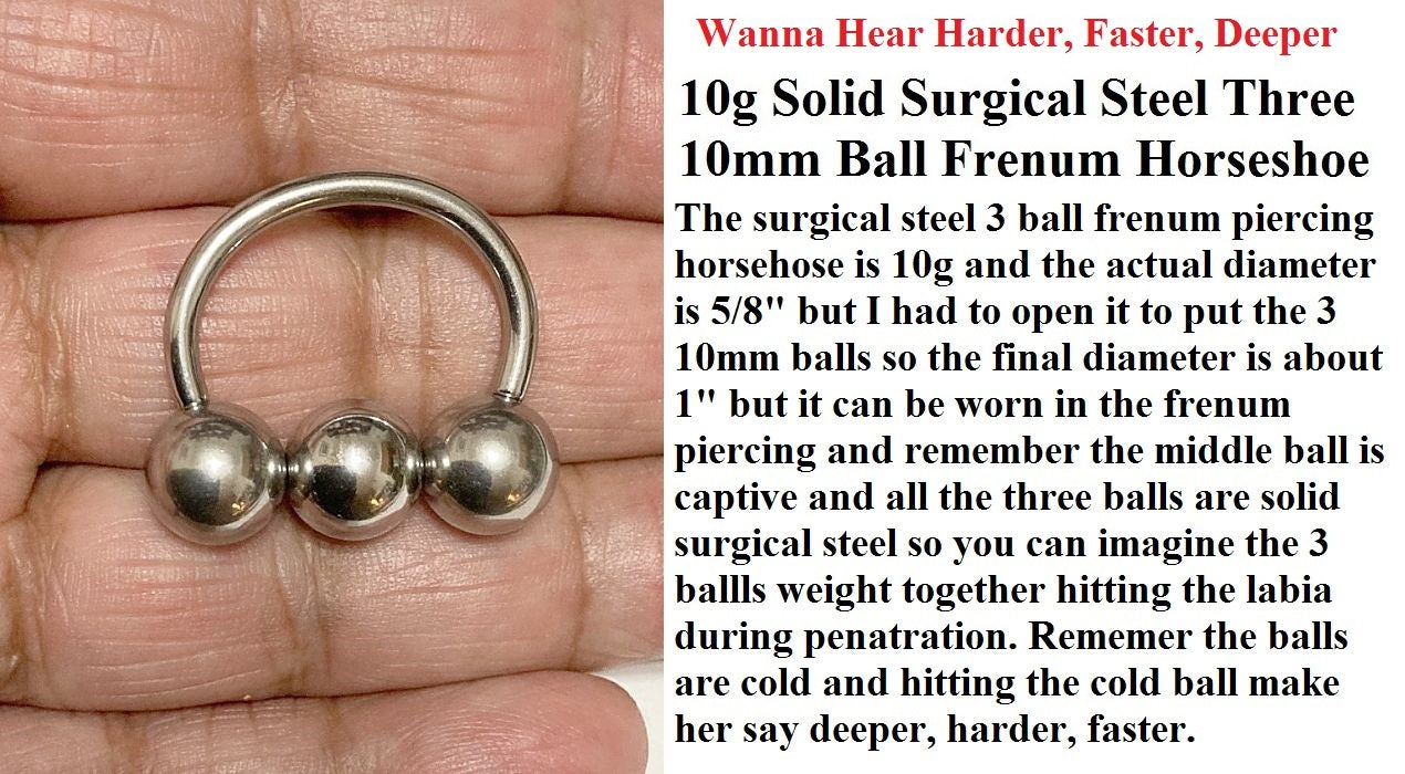 Wanna Hear Harder Faster Deeper 3 Solid Surgical Steel Ball 10g Frenum –  xtc-jewelry