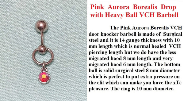 Pink Aurora Borealis Drop VCH Barbell with Heavy Ball for Extra Pressure.