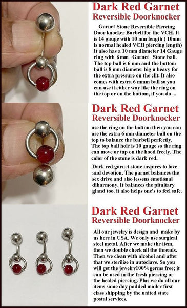 Surgical Steel with RED GARNET VCH Reversible Door Knocker with Heavy Ball for Extra Pressure.