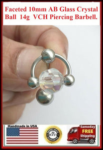 AB Faceted Glass Crystal Ball VCH Piercing Barbell.