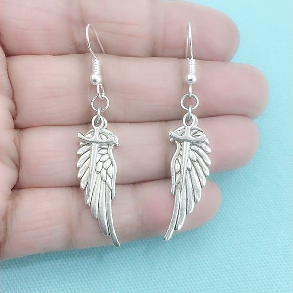 Fandom Castiel's Angel Wings and Angel Blades Silver Earrings.