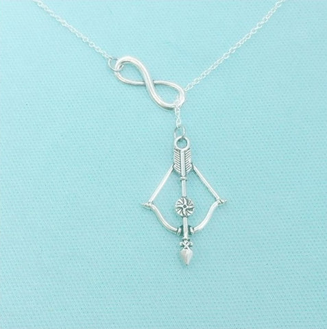 Beautiful Handmade Bow n Arrow Necklace Lariat Style.