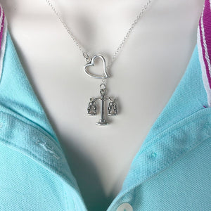 I Love Liberty Scale Handcrafted Silver Lariat Y Necklace.