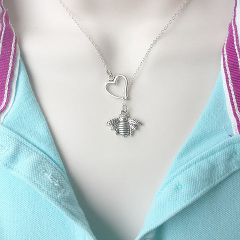 I Love Bee Silver Lariat Y Necklace.