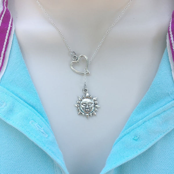 I Love Sun Handcrafted Silver Lariat Y Necklace.